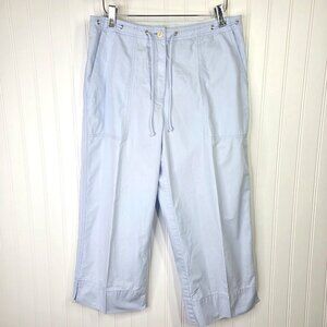 Lauren Ralph Lauren Capri Pants Women 6 Blue Drawstring Wide Leg Casual Nautical